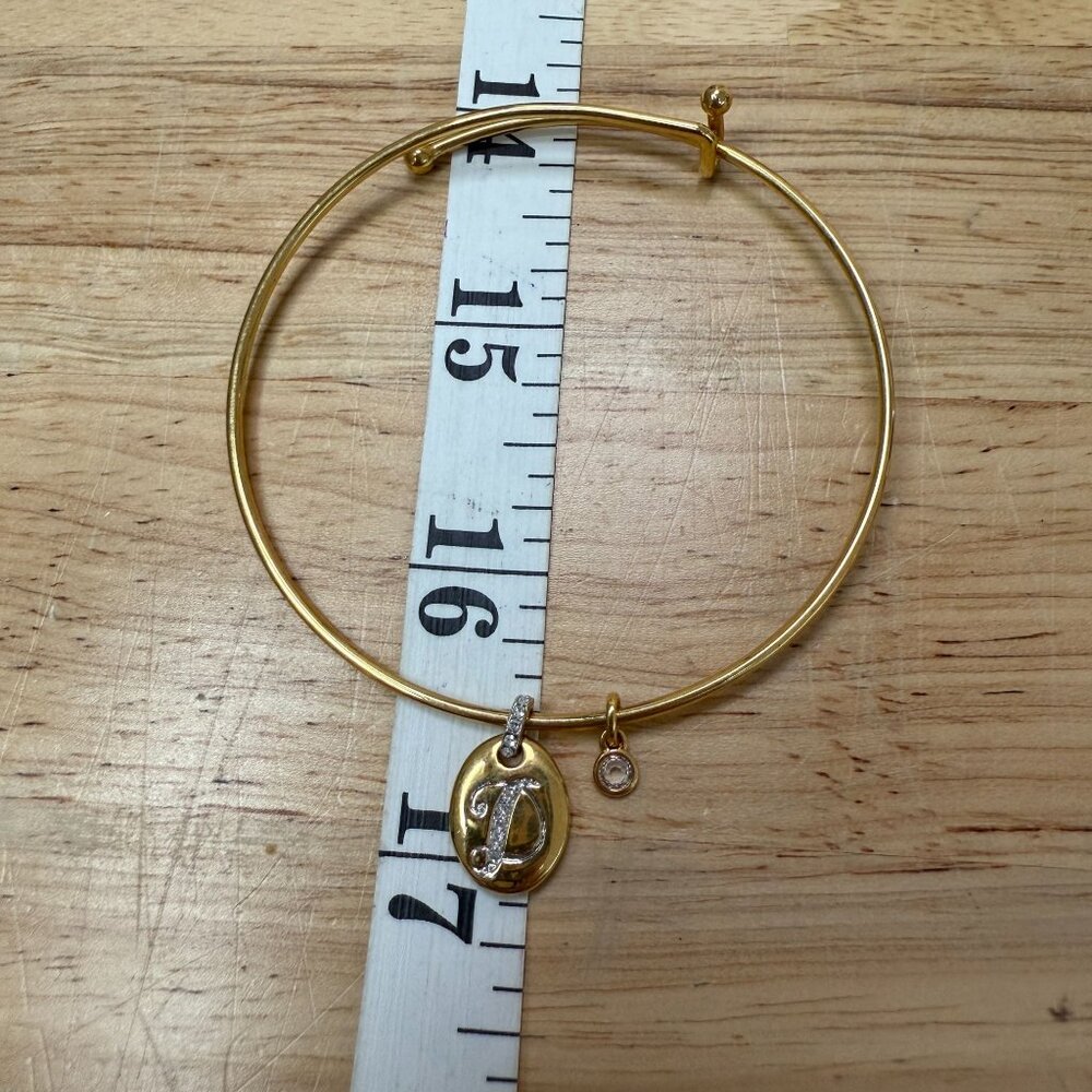 Nandri Gold-Tone Initial "D" Charm Bracelet With Rhinestone Accents & Adjustable - Picture 2 of 6